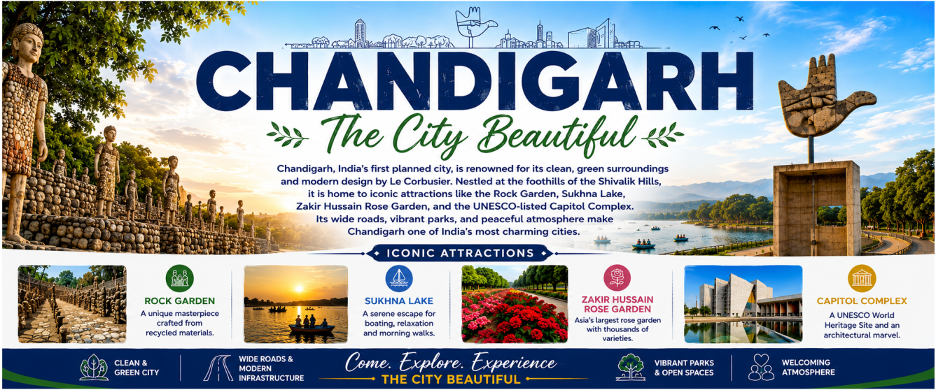 Chandigarh, The City Beautiful, featuring its iconic attractions